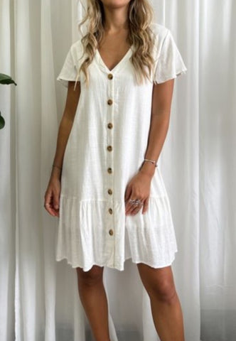 Bonnie Linen Dress - White.