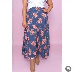 Navy floral skirt