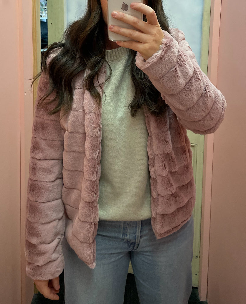 Barbie Plush Crop Jacket - Blush.