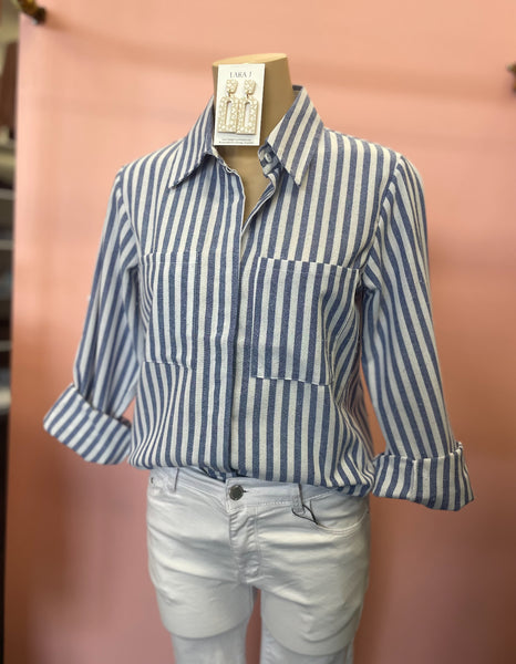 Brigitte Stripe Shirt - Blue.