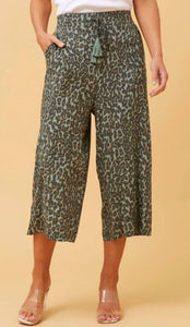 Leopard Print Pants - Green