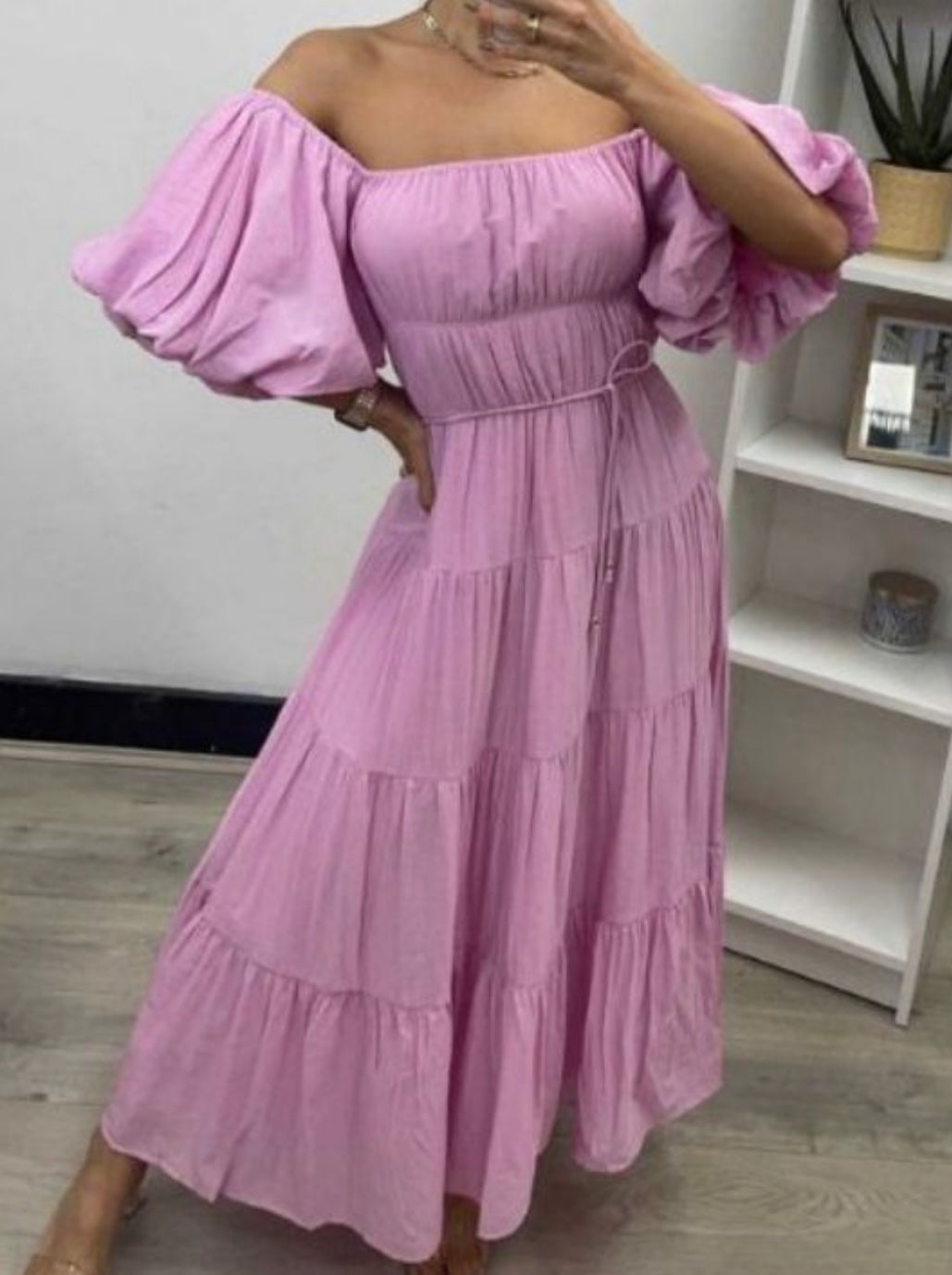 Puff Sleeve Maxi Dress- Candy Pink.