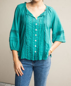 Isabella Embroidered Top- Teal.
