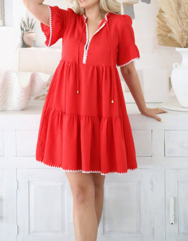 Romee Babydoll Dress - Red.