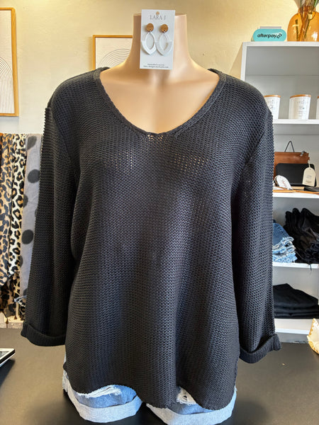 Esther V Neck Knit - Black.