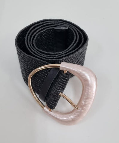 Marble Buckle Braided Belt - Black.