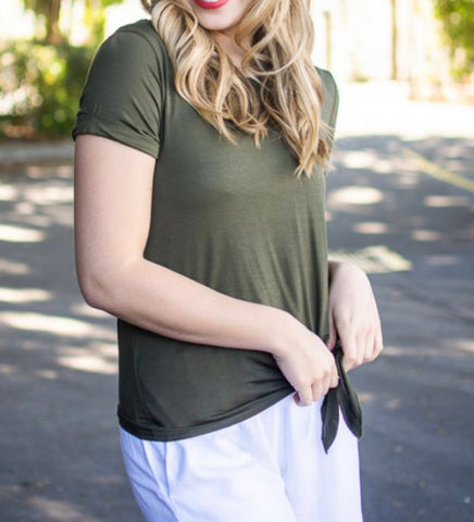 Emma Side Knot Top - Khaki.