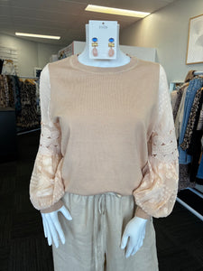Daphne Embroidered Eyelet Sleeve Top -