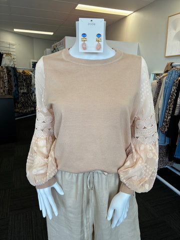 Daphne Embroidered Eyelet Sleeve Top -