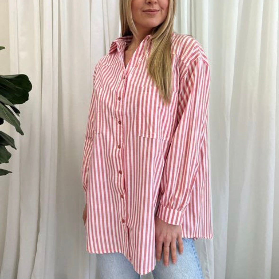 Cotton Stripe Shirt - Pink