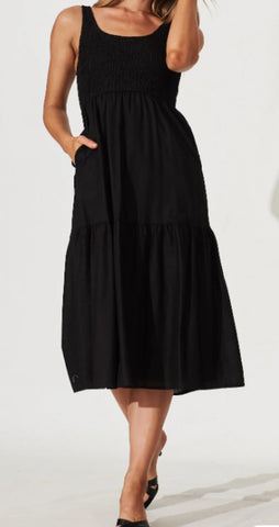 Layla Midi Dress - Black.