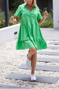 Ruffle Tier Mini Dress - Green.