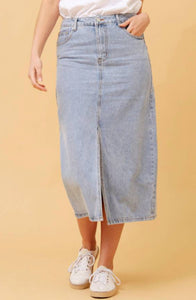 Maeve Mid Length Skirt - Light Denim.