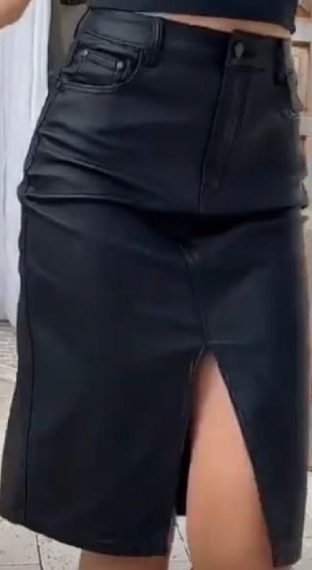 Black Skirt- Wet Look