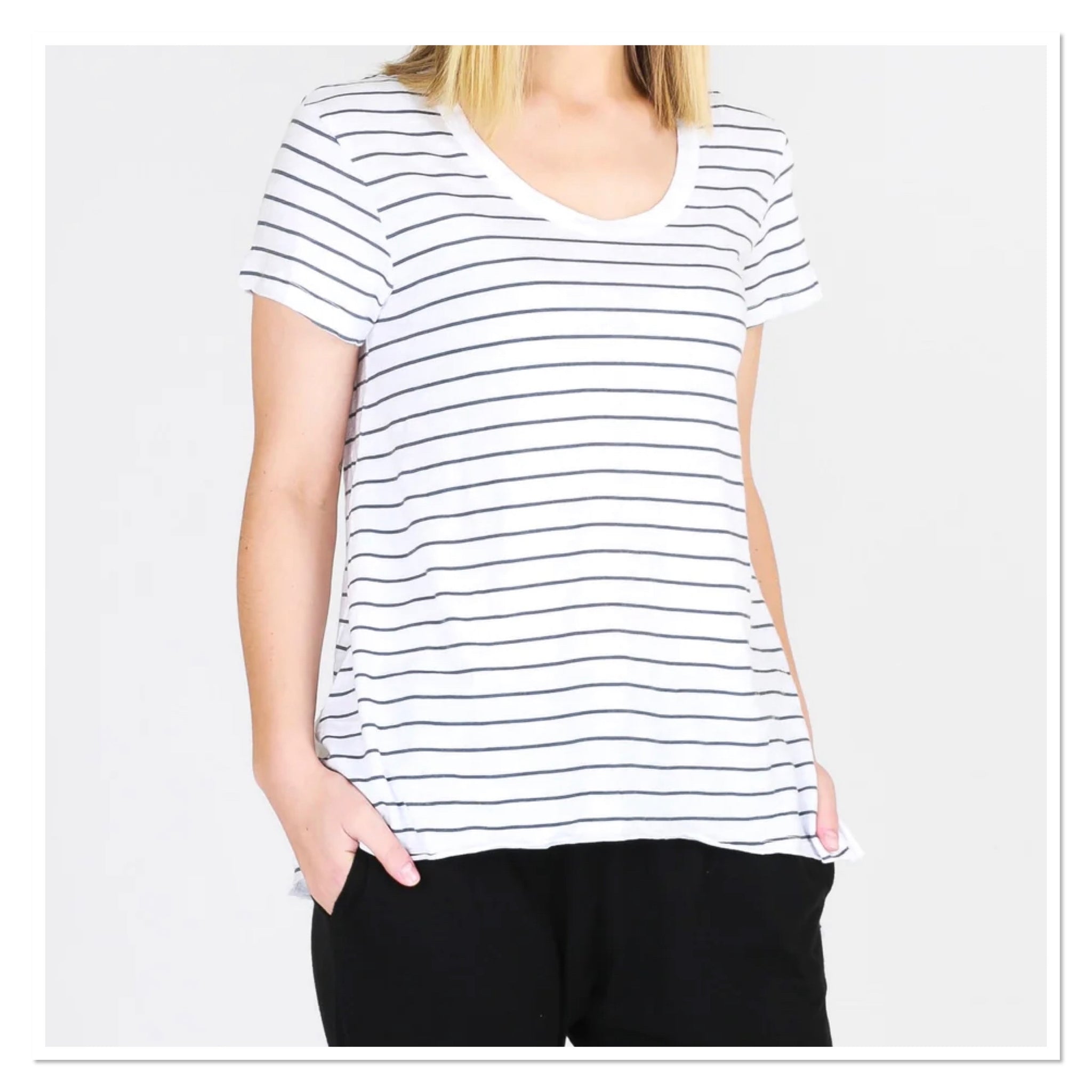 3rd Story - Chelsea Short Sleeve Essentials T Shirt - Navy Stripe