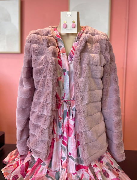 Barbie Plush Crop Jacket - Blush.