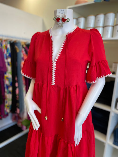 Romee Babydoll Dress - Red.