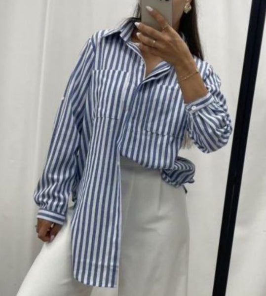 Brigitte Stripe Shirt - Blue.