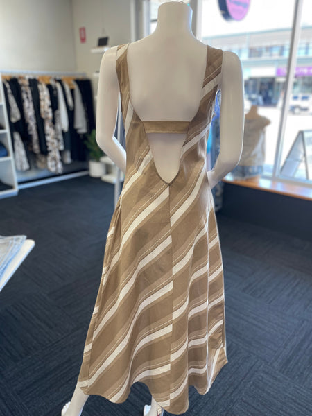 Norah Diagonal Stripe Dress - Tan.