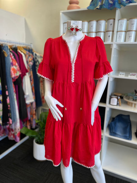 Romee Babydoll Dress - Red.