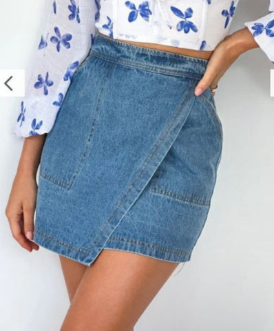 Alisa Wrap Denim Skirt -