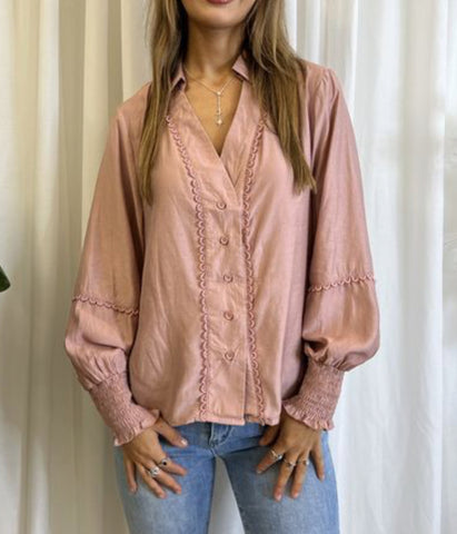 Indi Frill Blouse - Rose.