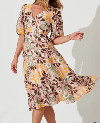 Lexi Autumn Print Midi Dress - Multi.