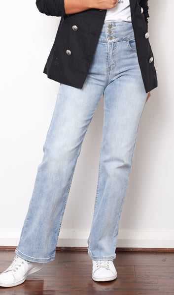 Sutton Wide Leg Stretch Jean - Airforce Blue.