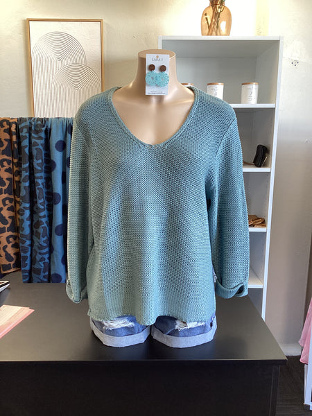 Esther V Neck Knit - Dusty Blue.