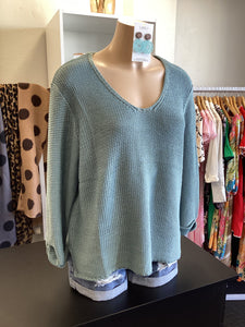 Esther V Neck Knit - Dusty Blue.
