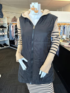Tara Hip Length Fleece Zip-up Puffer Vest.