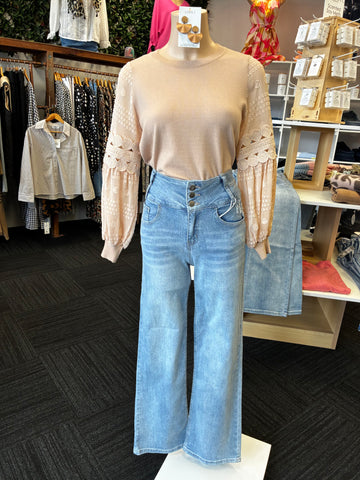 Sutton Wide Leg Stretch Jean - Airforce Blue.