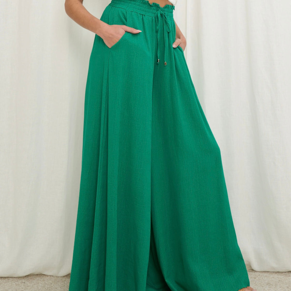 Eliza Culottes With Drawstring - Green.