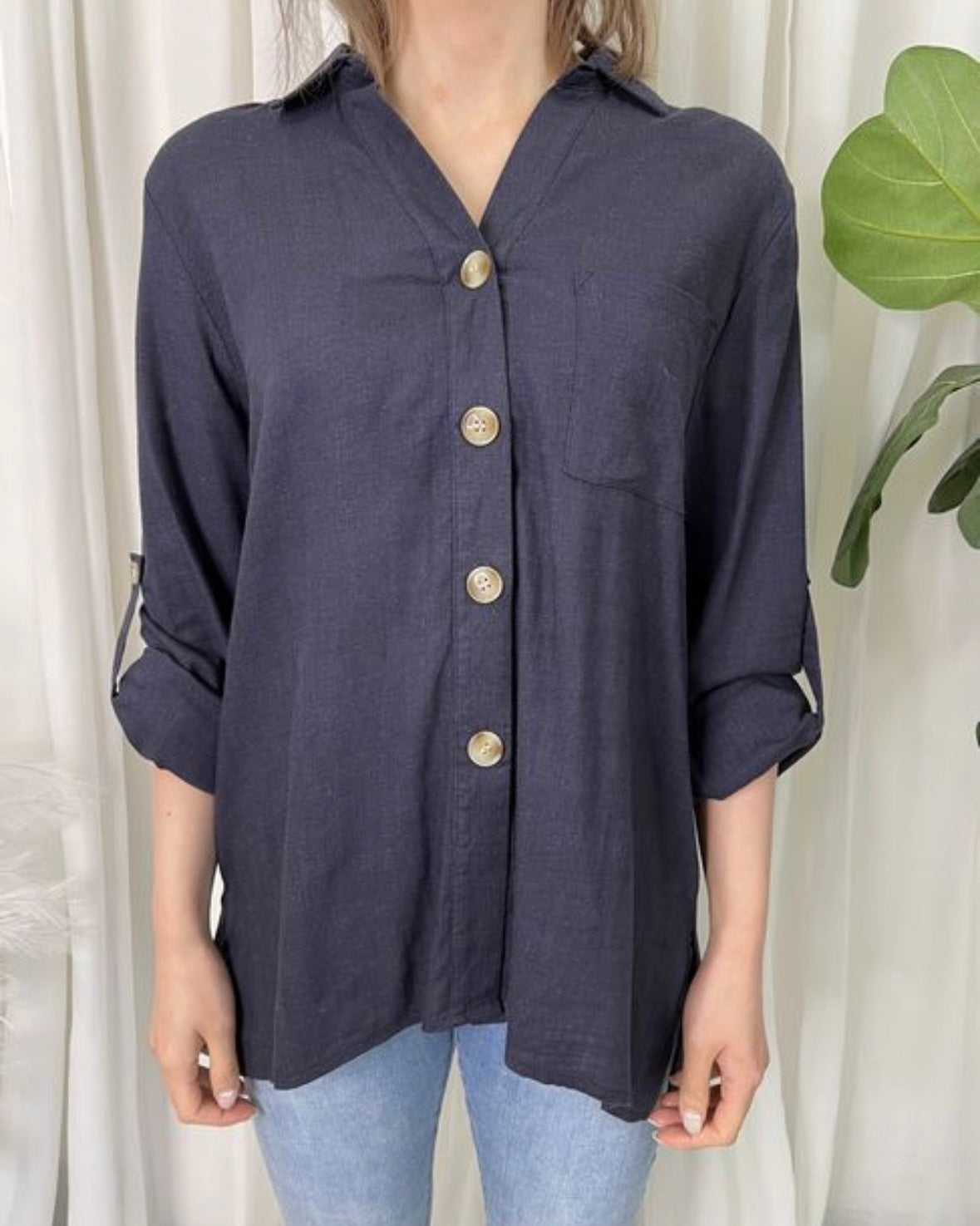 Linen Shirt - Navy