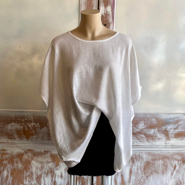 White Drape Top - Linen Blend