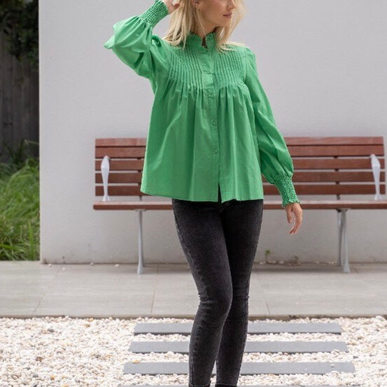 Apple Green Linen Blouse
